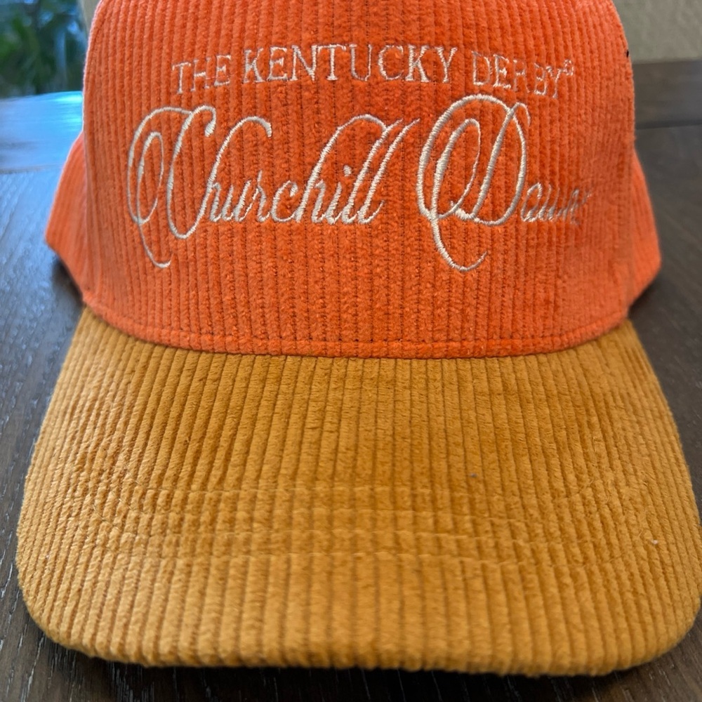 Hotel Femme Orange and Tan Churchill Downs Cap  Courderoy